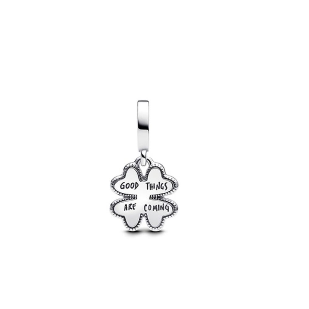 Pandora Spinnable Four Leaf Clover Lab-Grown Diamond Dangle Charm 763624C01 - Picture 2 of 5